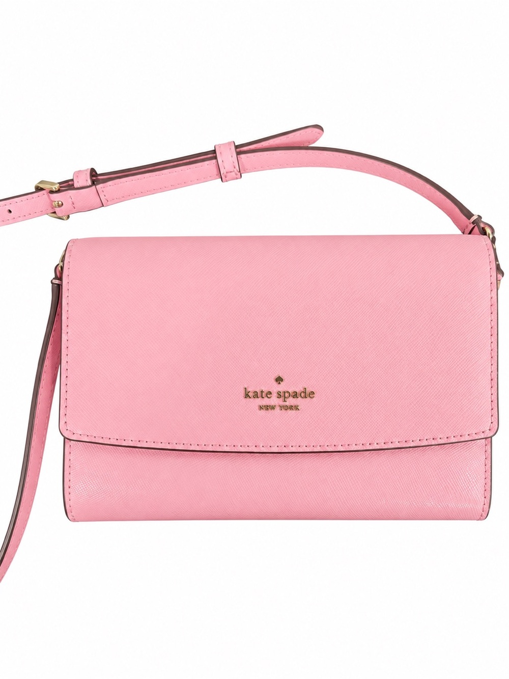 kate spade Pink Saffiano Crossbody Bag with Gold Logo